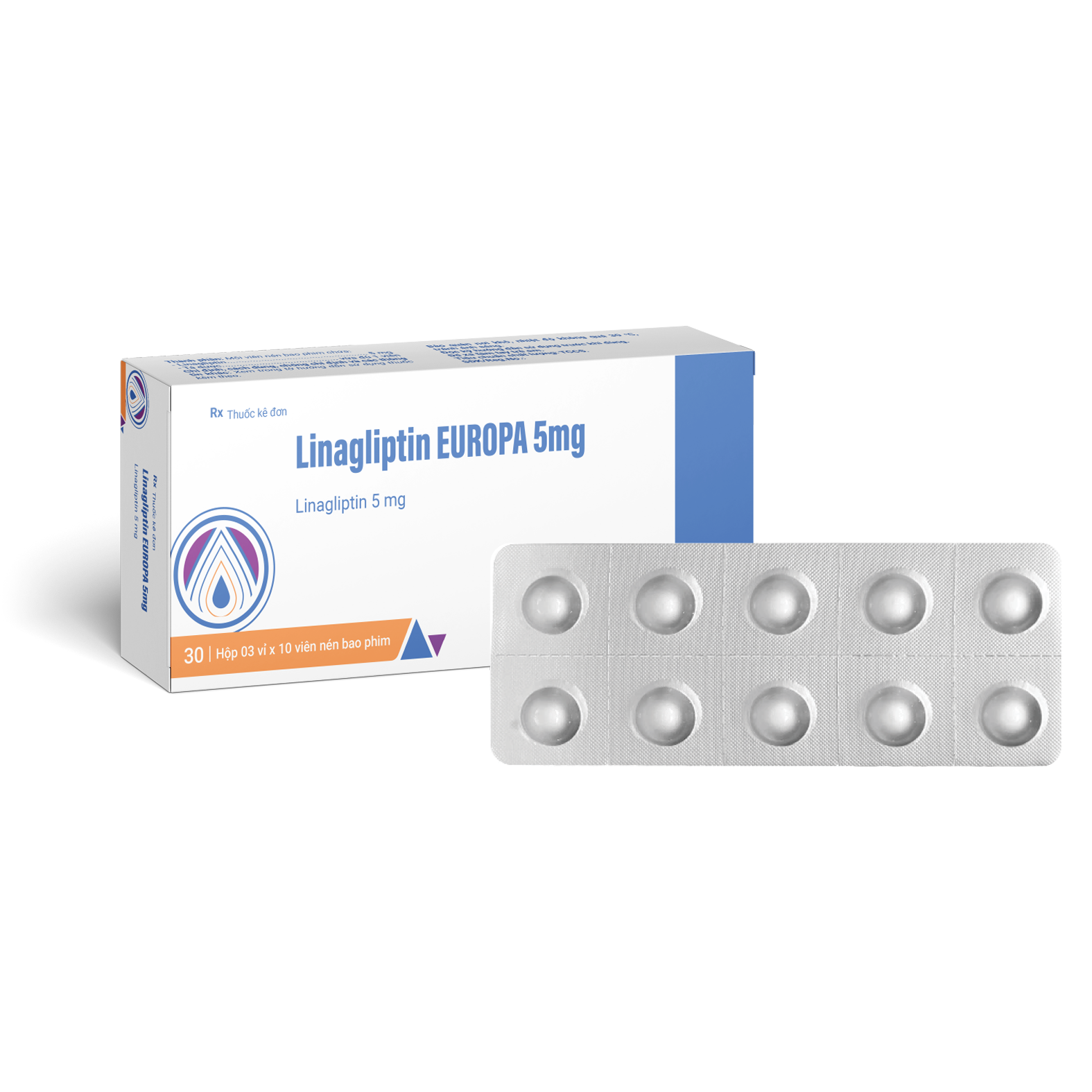 EU Viên nén bao phim Linagliptin EUROPA 5mg V/10, H/30